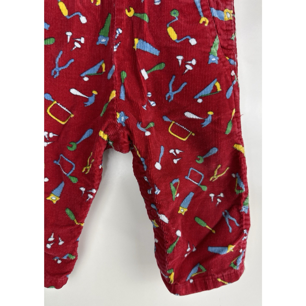 Vintage OshKosh B'Gosh Bib Overalls Red Corduroy Toolbox Tools USA Made 18 Month - Picture 13 of 16